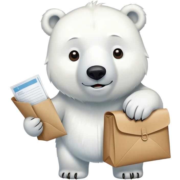 Polar bear mailing a brown packet of papers  emoji