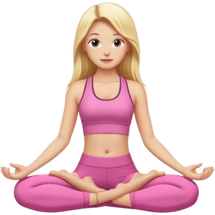 Blonde long hair lady with pink clothes doing yoga emoji