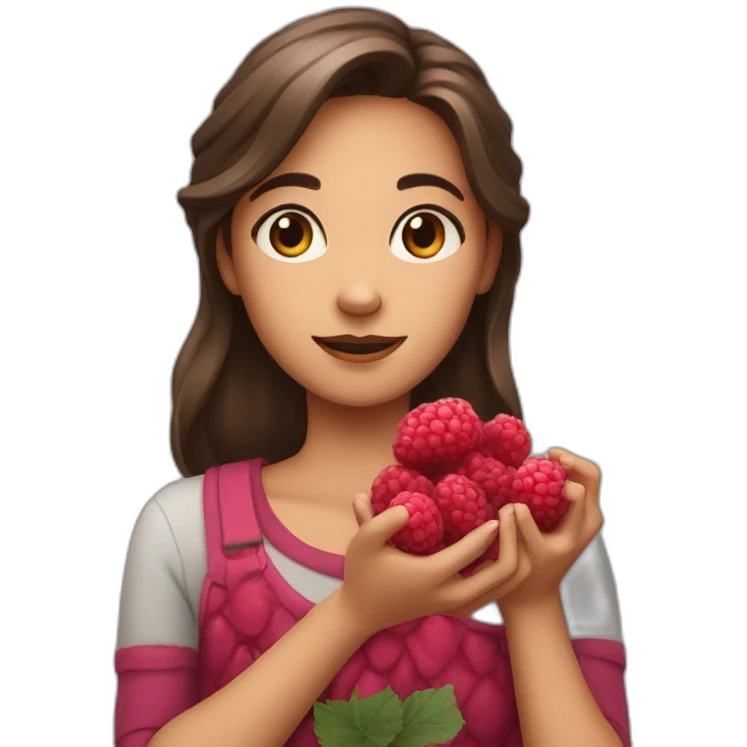 A girl with raspberries in her hands emoji