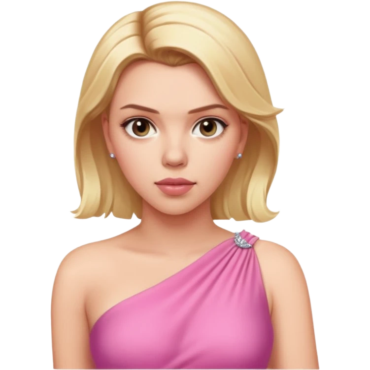 Scarlett Johansson with one shoulder stunning pink dress and blonde hair emoji