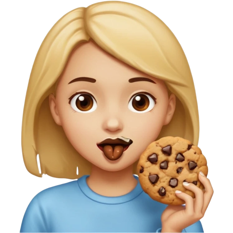 Girl eating a cookie thats bit into emoji