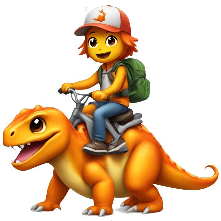 Charmander riding a dinosaur emoji
