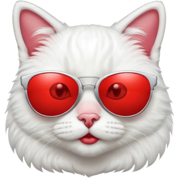  White Cat wearing sunglasses and lipstick  emoji
