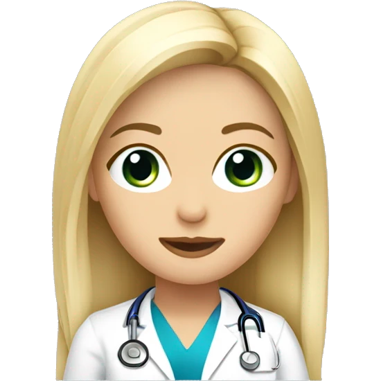 doctora joven rubia cabello largo ojos azules emoji