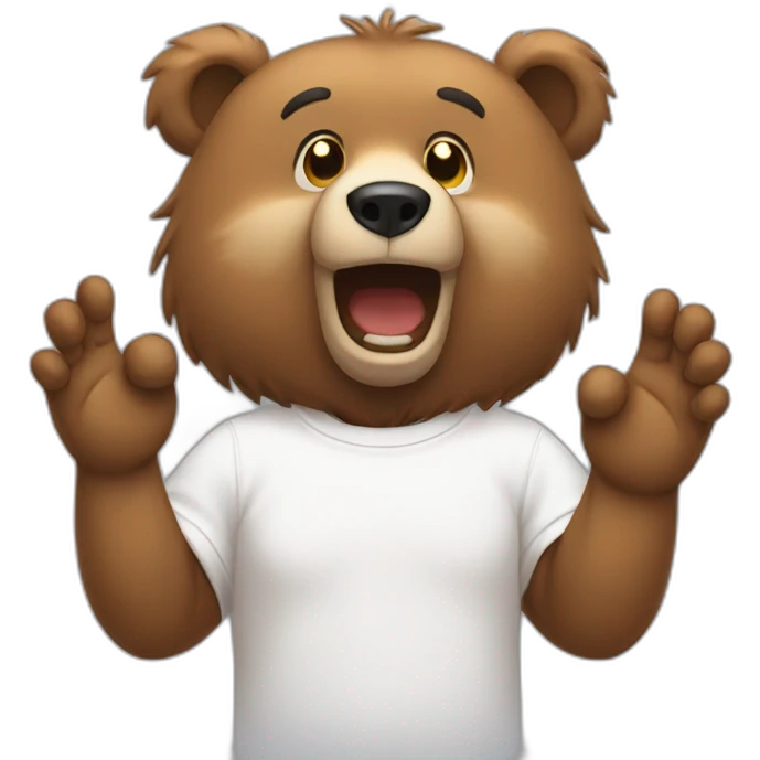 Bear with white t-shirt clapping emoji
