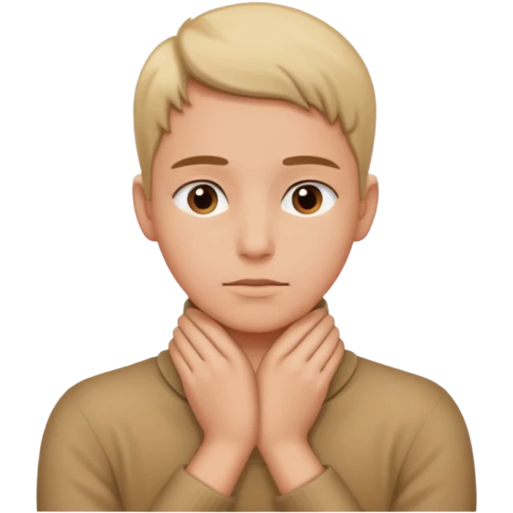 a bust of a person with both their hands around their neck emoji