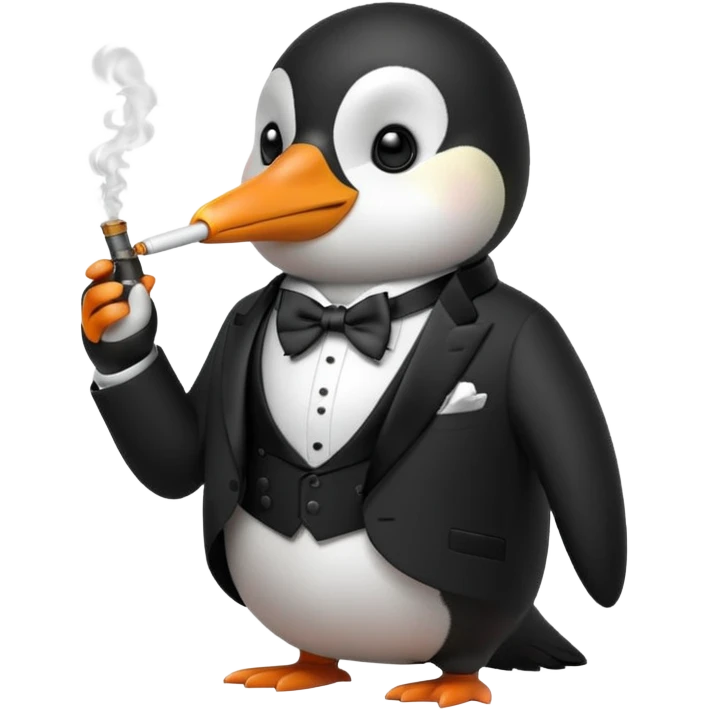 A penguin wearing a smoking emoji