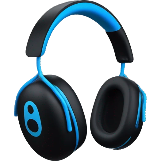 Headset AirPods Max blue on black background  emoji