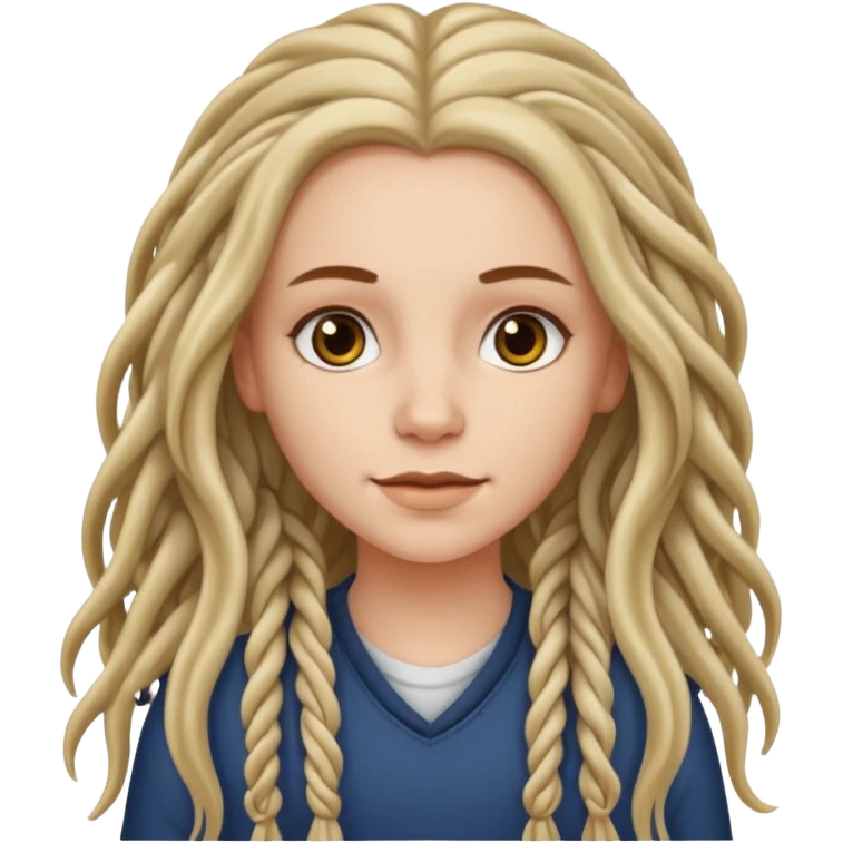 white girl with long wavy hair,  just some are dreadlocks  emoji