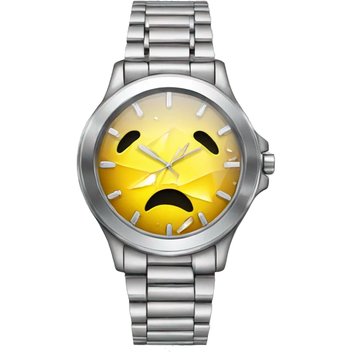 broken glass, silver wristwatch emoji