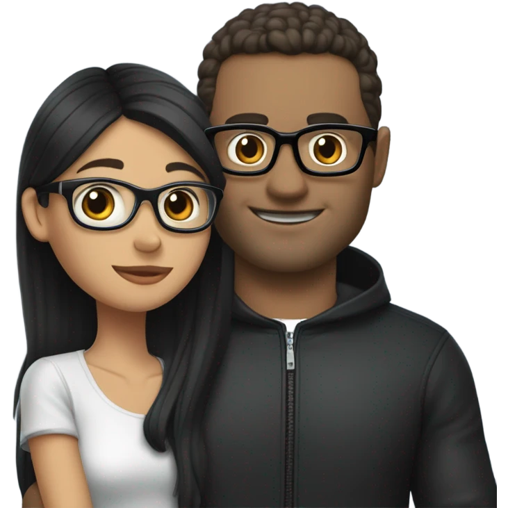 Burgundy emojis A girl with dark hair in black glasses hugs a tall guy and behind her is a blue Audi A6 s5 emoji