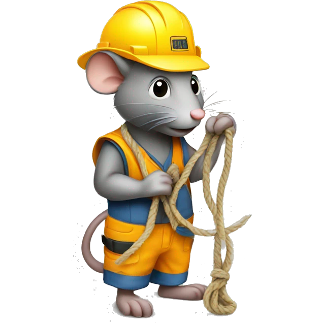 rat construction worker pulling  drapes rope  emoji