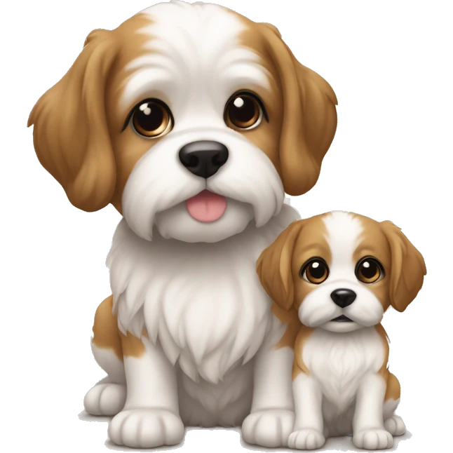 Crie uma bebezinha com uma cachorra da raça shitzu de laço pelos claro  emoji