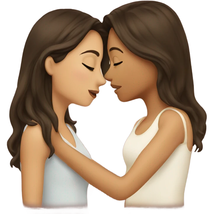Brunette girls romantic kiss  emoji