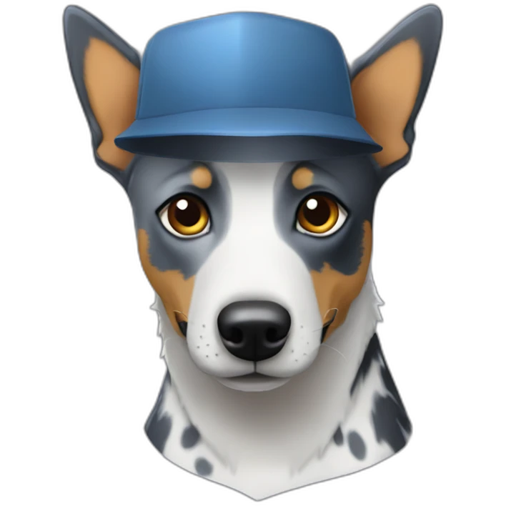 Blue heeler catle dog whif cap emoji