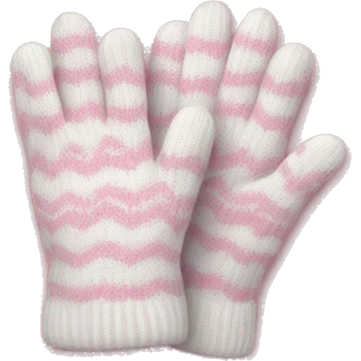 white pink knitted gloves emoji