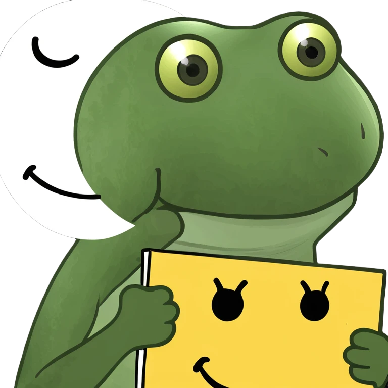bufo frog holding a sign with a smiley face emoji