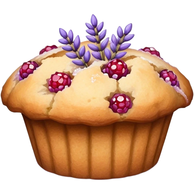 Lavender sprig flower muffin with berry and sugar crystals emoji