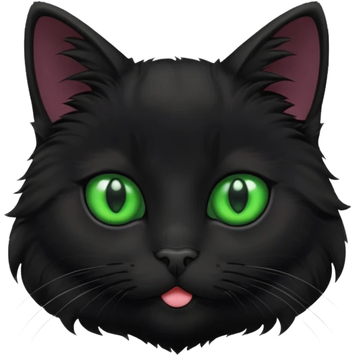 cute black cat with green eyes emoji