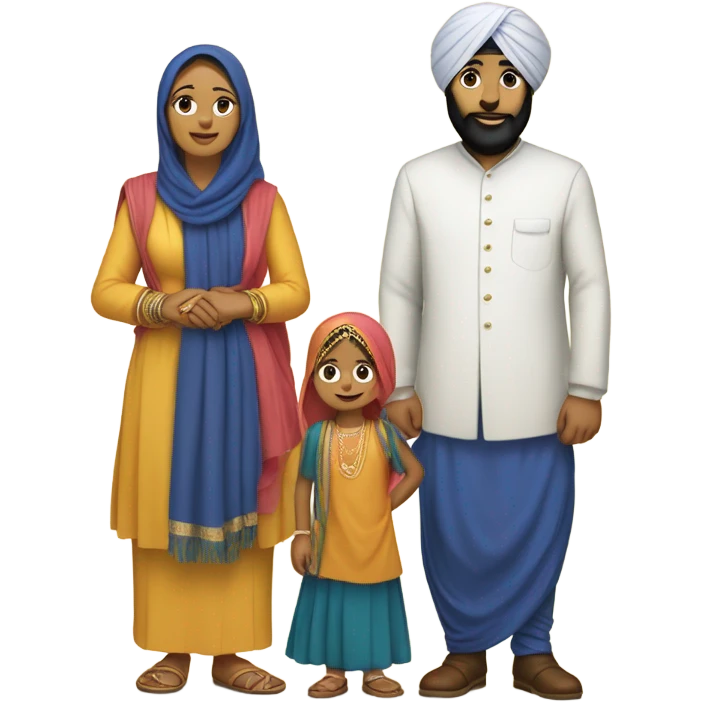 Father, Sikh Mother, daughter, Sikh son emoji