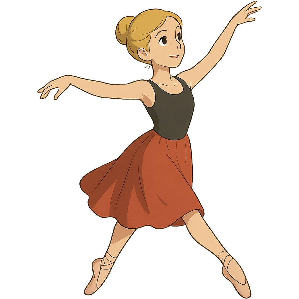 Dana Dawson with blond hair in a chignon, dance pose emoji
