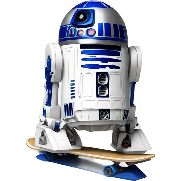 R2D2 doing a kickflip emoji
