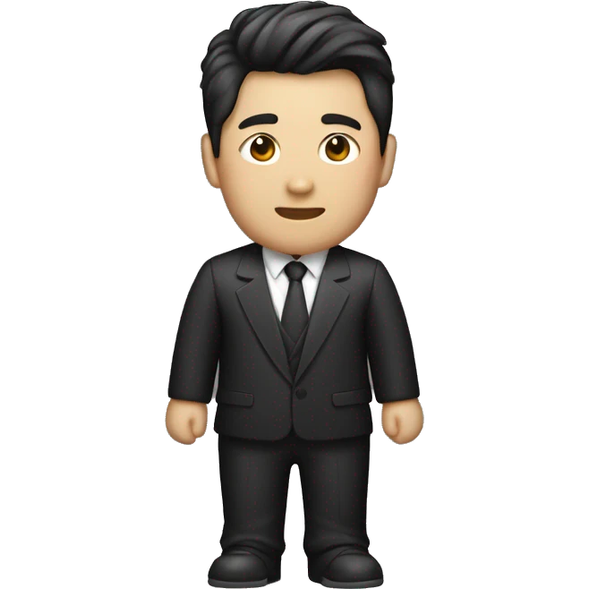 Asian guy with korean with a mullet hairstyle wearing black checkered suit emoji