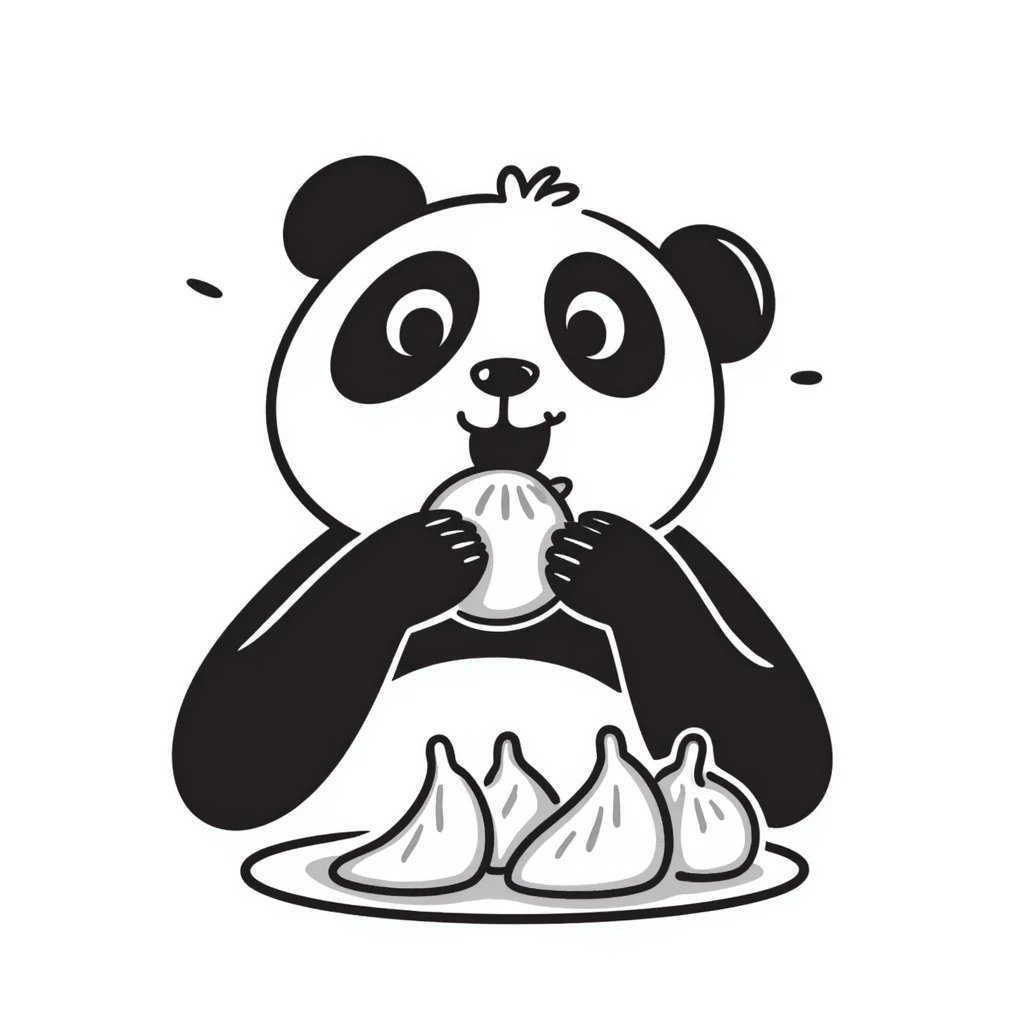 panda eating dumplings emoji
