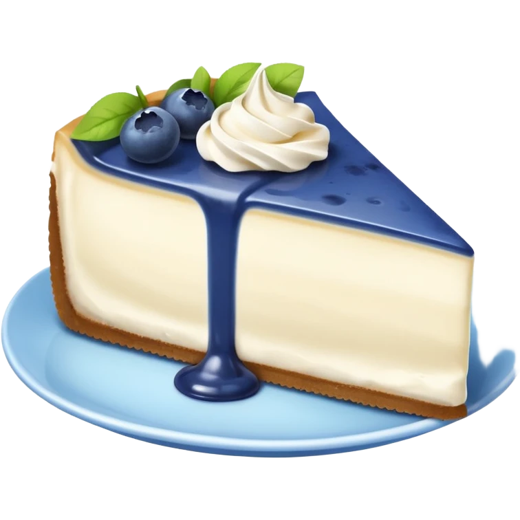 one slice of cheesecake with blue cream on top and blueberries without a plate emoji