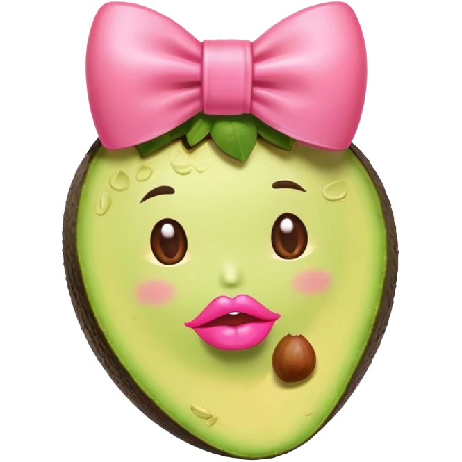 haz una guacate con labios y un moño rosa en fondo rosa emoji
