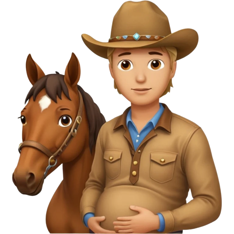 pregnant man  near horse emoji
