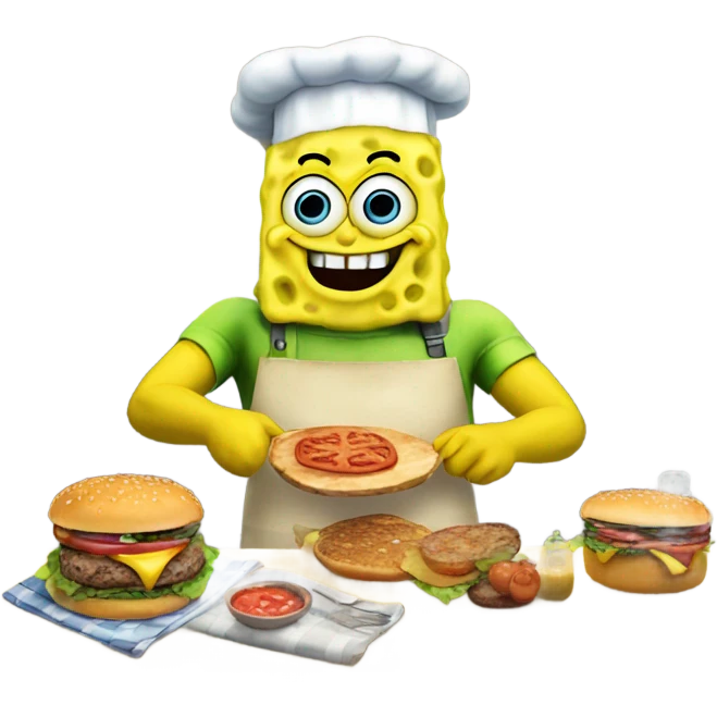 SpongeBob cooking burgers emoji