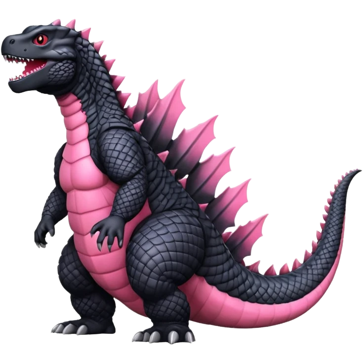 Godzilla Evolved pink plates black scales city backround emoji