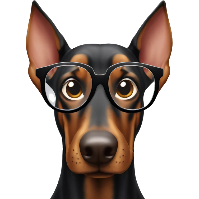 happy doberman with glasses  emoji