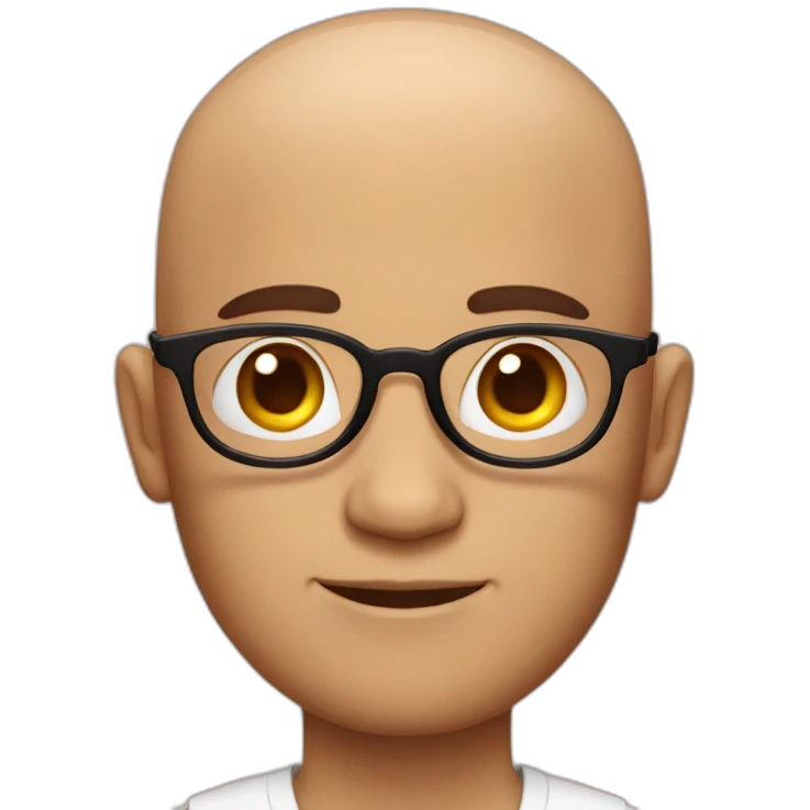 men with barely no hair and round glasses emoji