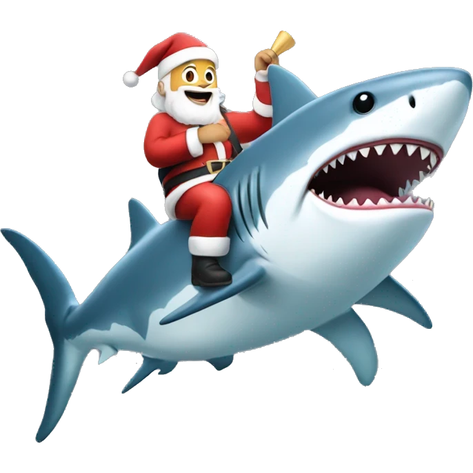 Santa riding a shark emoji