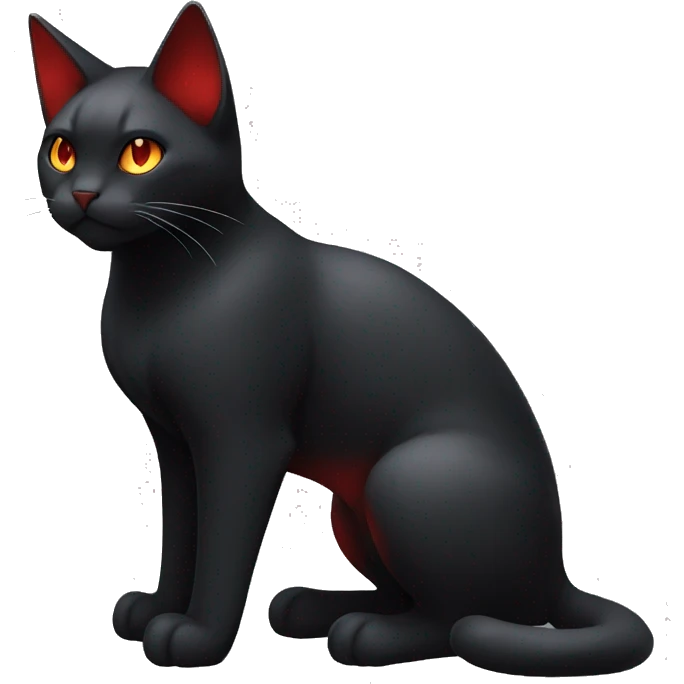 Shiny Black-Red Dark-type-Fire-type-Fakémon-Cat full body emoji