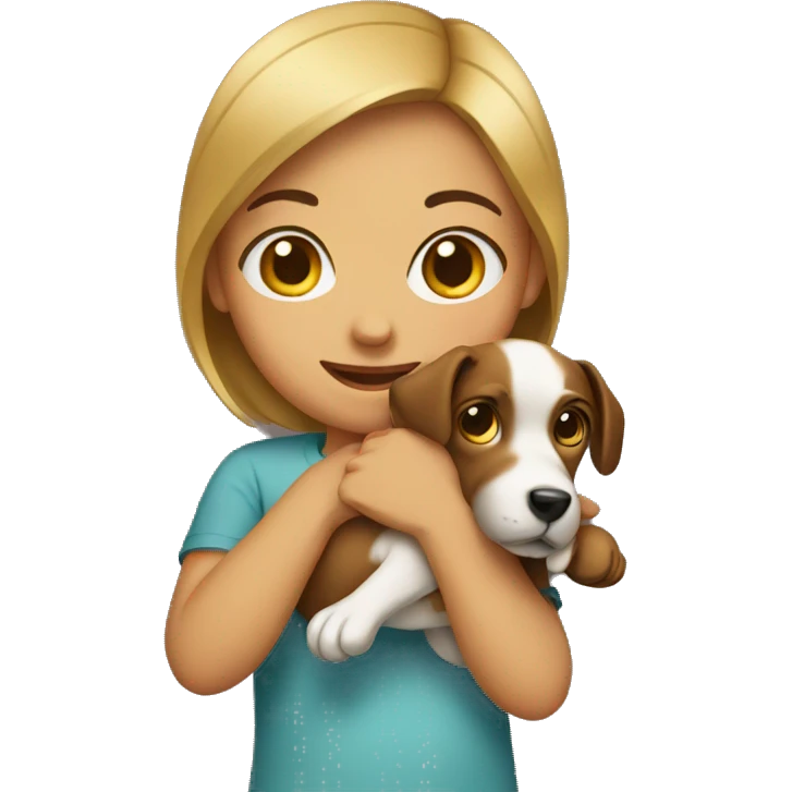 girl holding dog emoji