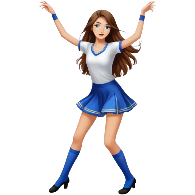 Girl with long brown hair dancing like nobody’s watching, socks on tile floor russian techno disco elegant  emoji