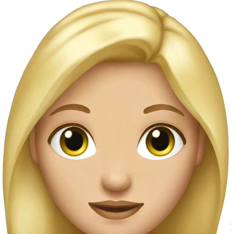 big blonde woman in her 20s. green eyes. emoji