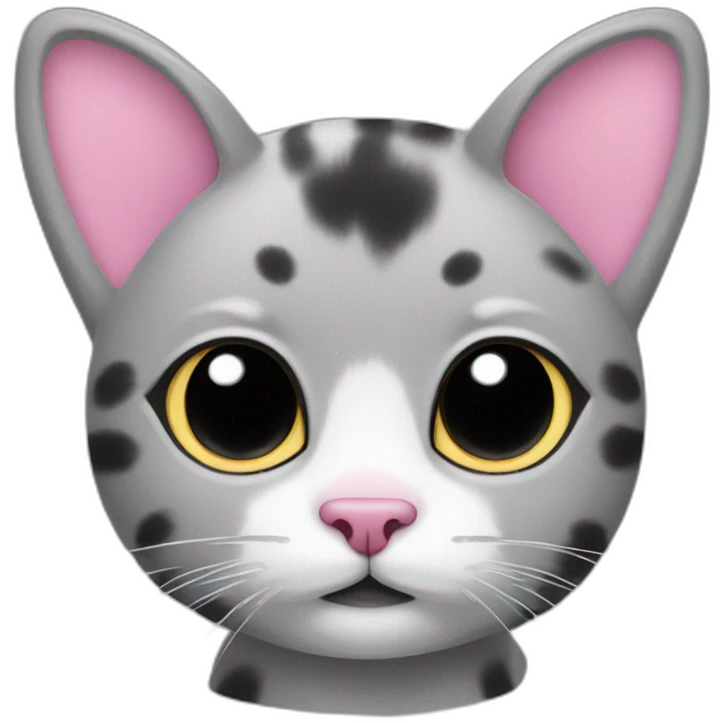 a gray beehive cat with a pink nose and black spots and no pattern all over emoji