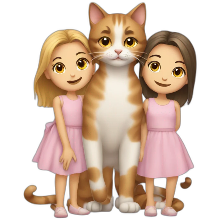 Cat with two girls emoji