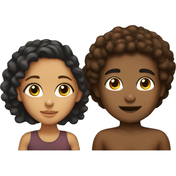 lightskin boy and brownskin girl in emoji