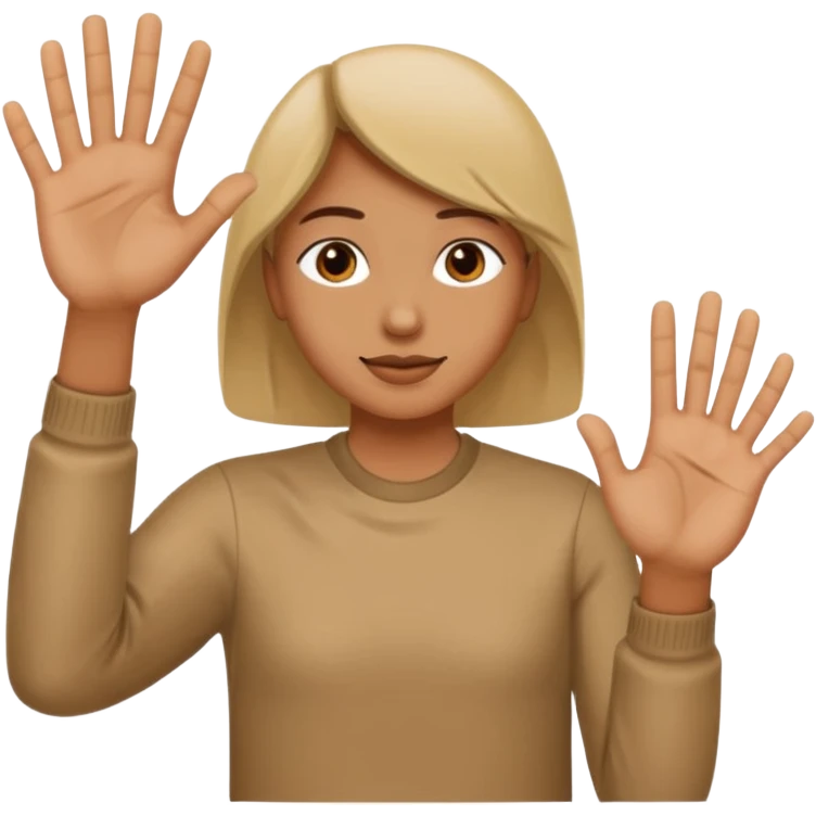 A person doing the 67 hand movement with a six on the Left hand and the seven on the right hand emoji
