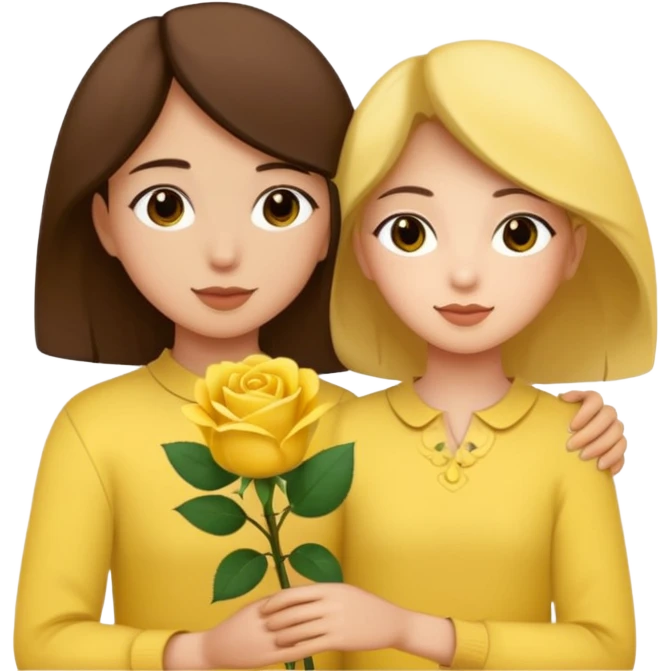 Mimi and niko holding yellow rose emoji