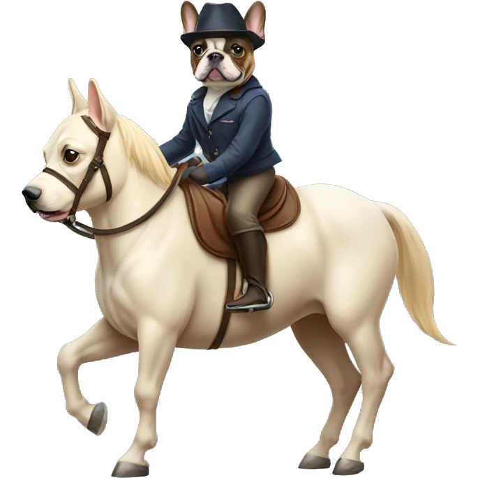 french bulldog riding a horse  emoji