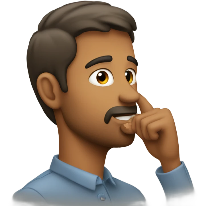 A man shushing then sliding his finger on his jawline emoji
