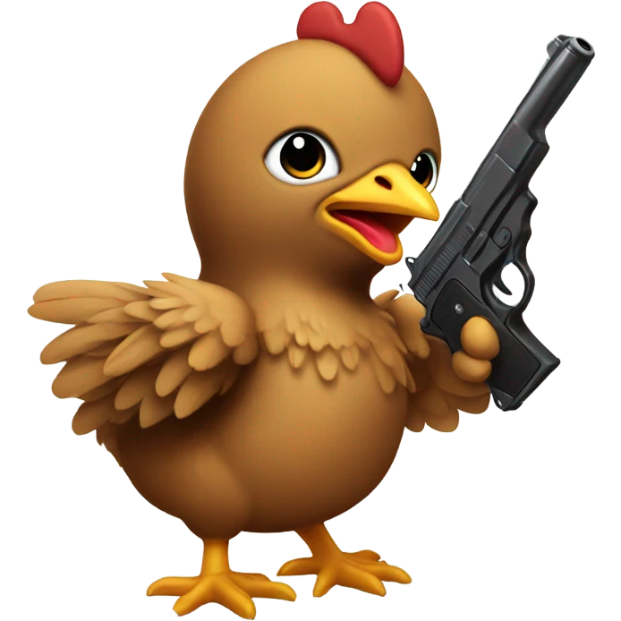 brown baby chicken with a gun in his hand emoji