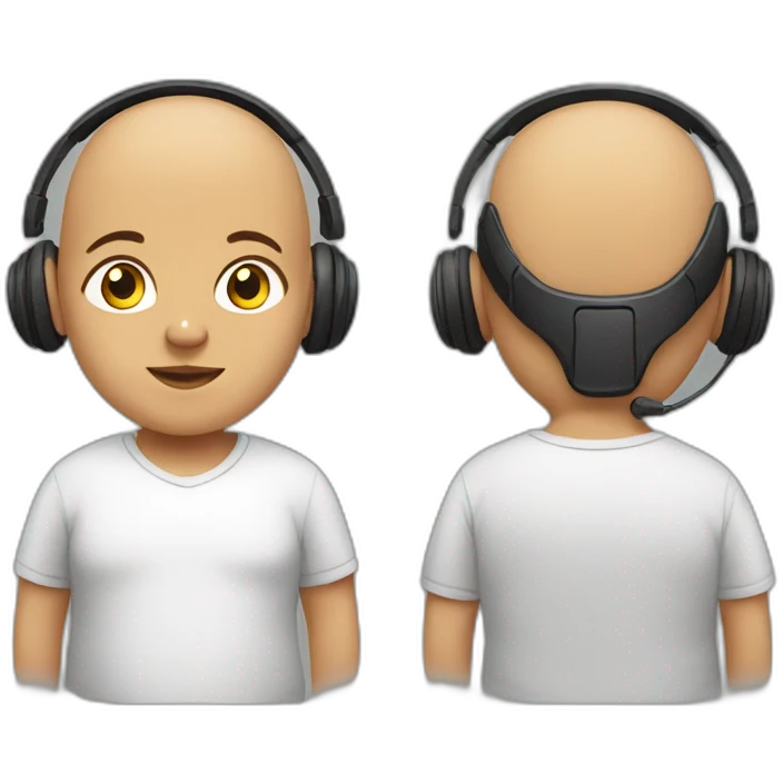 bald overweight indian child wearing headphones emoji