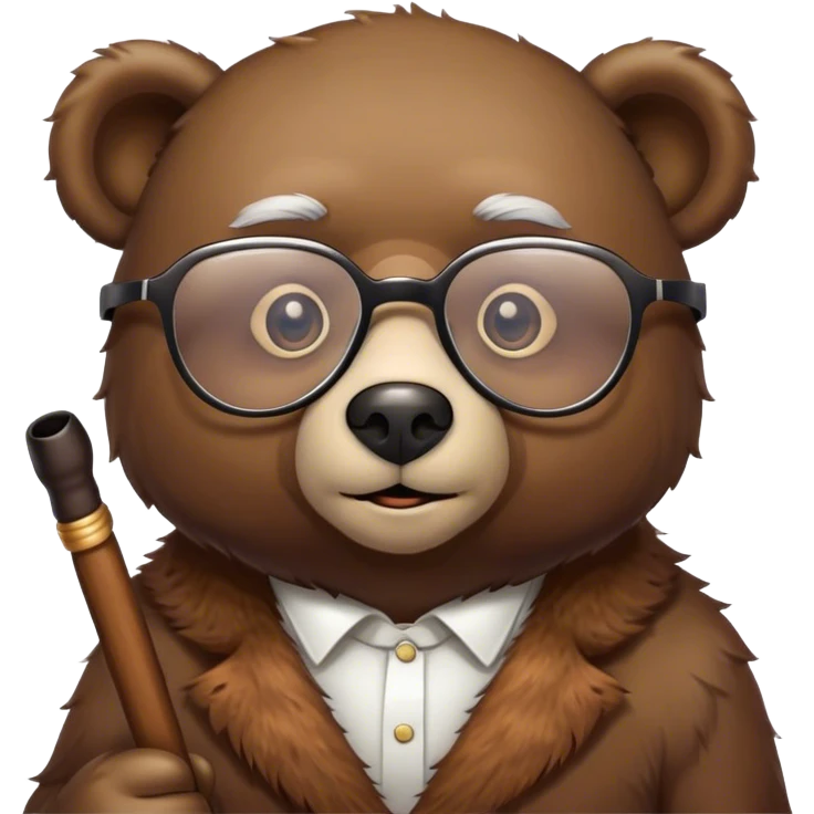 Old bear with a cane and glasses emoji